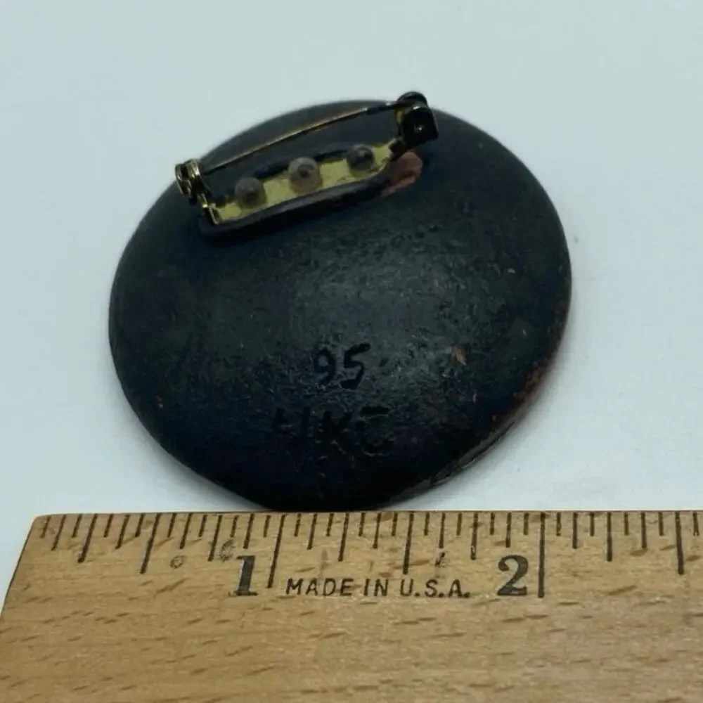 Vintage Handmade Pottery Brooch‎ signed Two by Two Religious Pin Noah's Ark